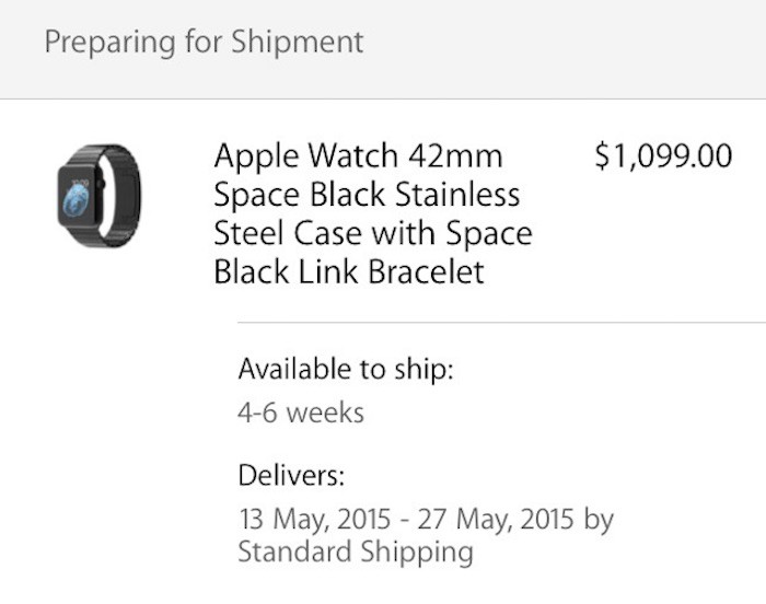 El Apple Watch Space Black está listo para enviarse y Apple está a punto de ponerse al día con la demanda inicial