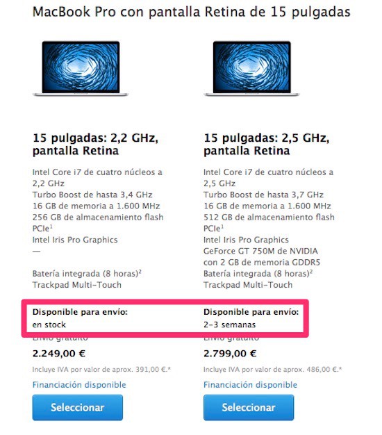 Los tiempos de entrega del MacBook Pro de 15 pulgadas se retrasan ¿se acerca su renovación?