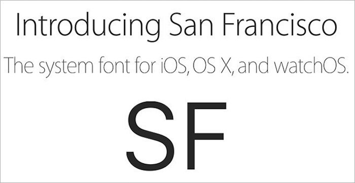 La fuente San Francisco será el estándar en las apps de iOS, OS X y Watch OS