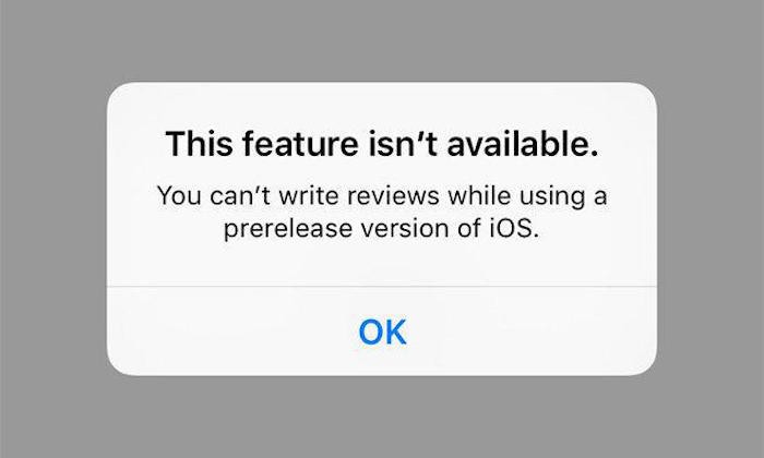 La beta de iOS 9 no permite comentar ni revisar en la App Store