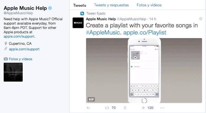 Apple abre una cuenta de soporte para Apple Music en Twitter