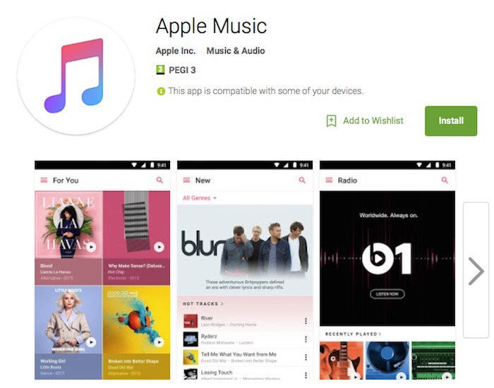 Apple Music para Android ya disponible en la Google Play Store