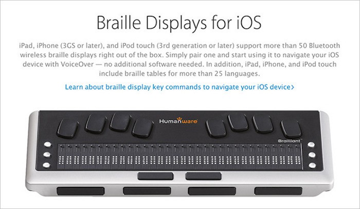 Apple ofrecerá productos para usuarios con discapacidad visual en 2016