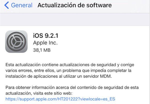 Toca actualizar el iPhone y el iPad: iOS 9.2.1 ya disponible