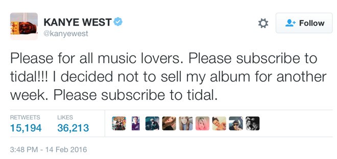 Kanye West te suplica que te suscribas a Tidal (porfa, porfa…)