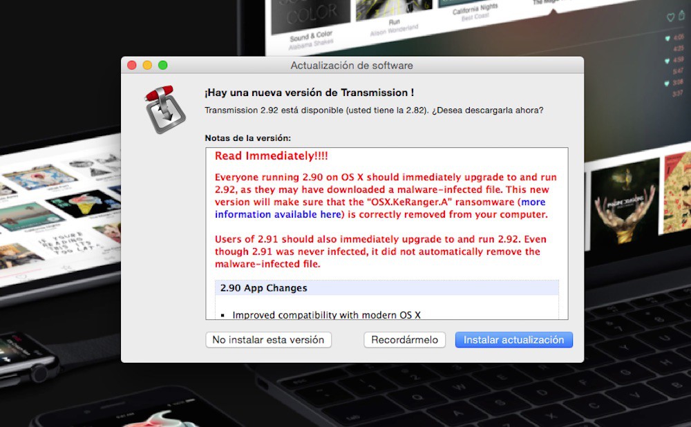 ¡Cuidado! Si actualizaste a la última versión de Transmission tu Mac podría quedar secuestrado