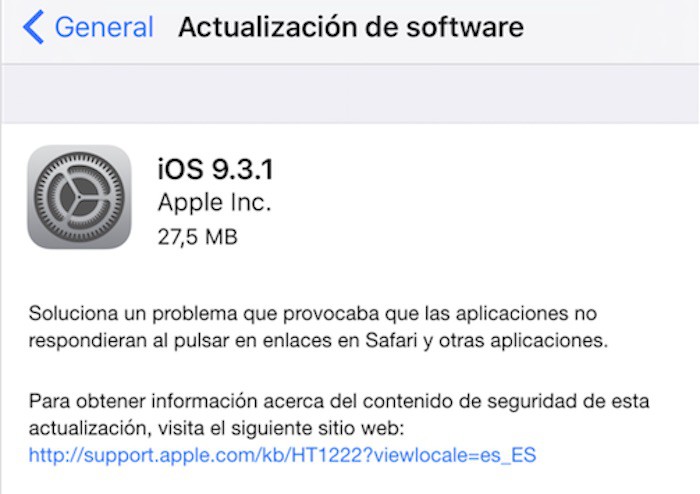 Apple soluciona el bug de los enlaces con iOS 9.3.1  -Ya disponible-