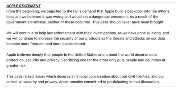 comunicado Apple FBI