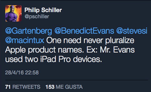 Phil Schiller no quiere que pluralices el nombre de los productos de Apple