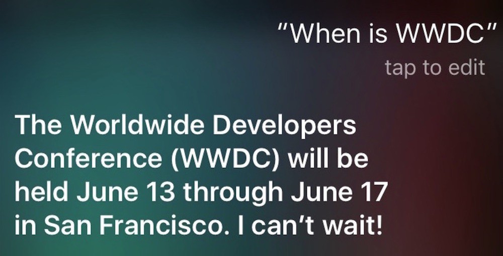 Siri anuncia oficialmente la fecha en la que se celebrará la WWDC el próximo mes de junio