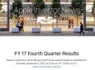 Apple anunciará sus últimos resultados financieros el próximo 2 de Noviembre
