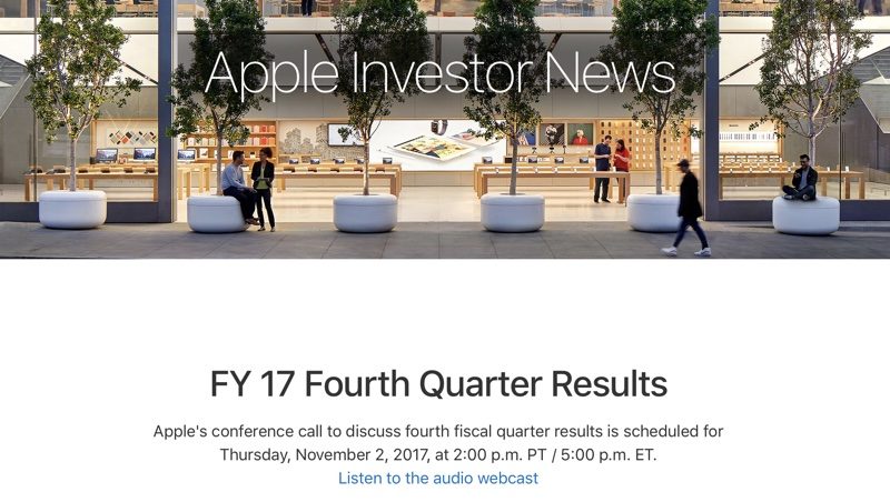 Apple anunciará sus últimos resultados financieros el próximo 2 de Noviembre