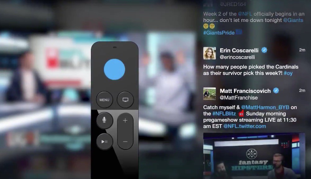 Las aplicaciones de Twitter para iOS y tvOS se integran para que puedas tuitear mientras ves la TV