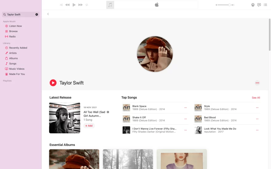 Apple Music App Taylor