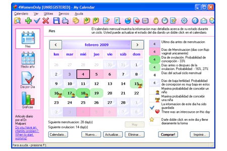 4WomenOnly, software para calcular la fecha de ovulación