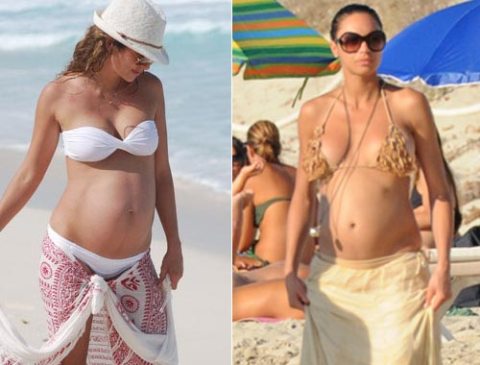 Las famosas lucen cuerpo premamá en el verano