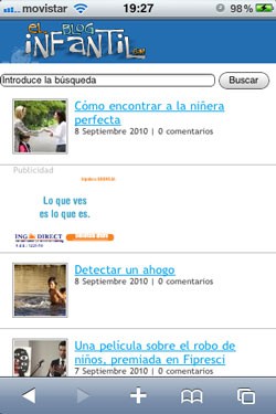 Nueva versión para móvil de El blog infantil