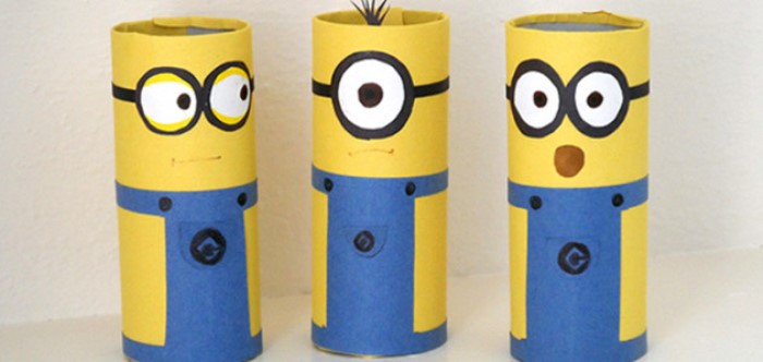 Manualidades infantiles: Minions con tubos de cartón