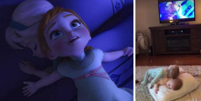 Unas bebés gemelas se convierten en estrellas imitando una escena de Frozen