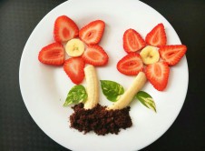 receta flores fresas y platano