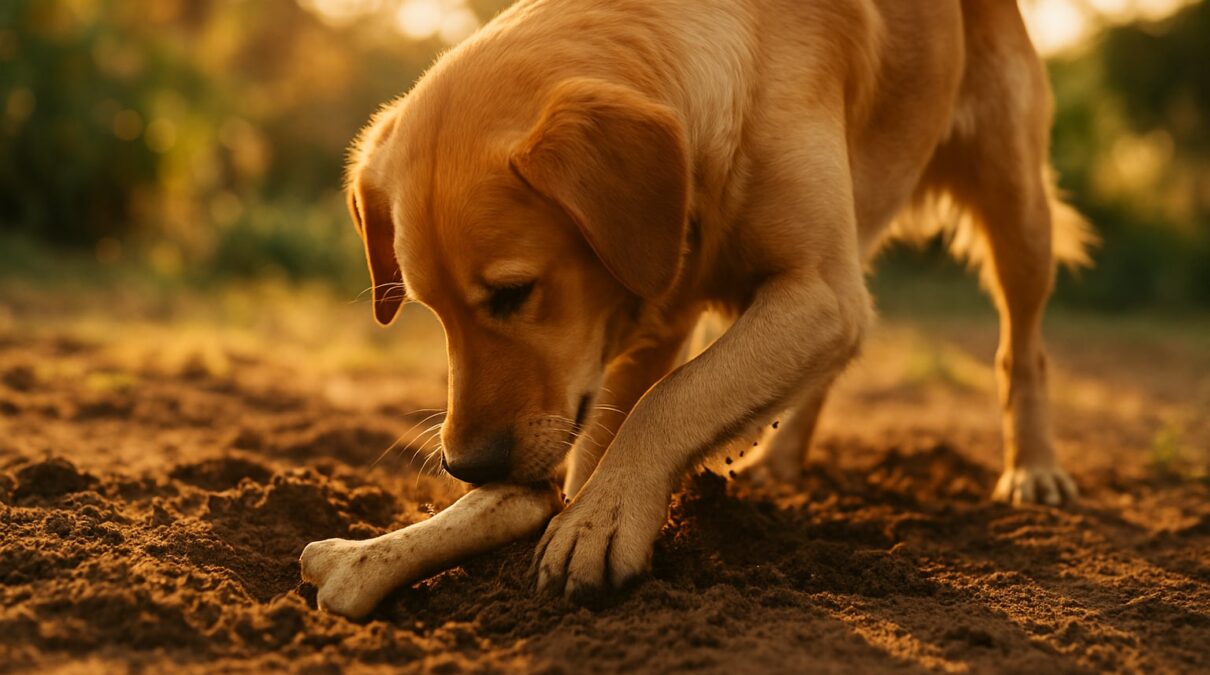 Por qué los perros entierran sus juguetes y huesos