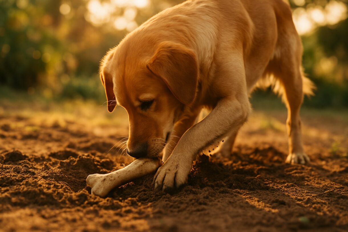 Por qué los perros entierran sus juguetes y huesos