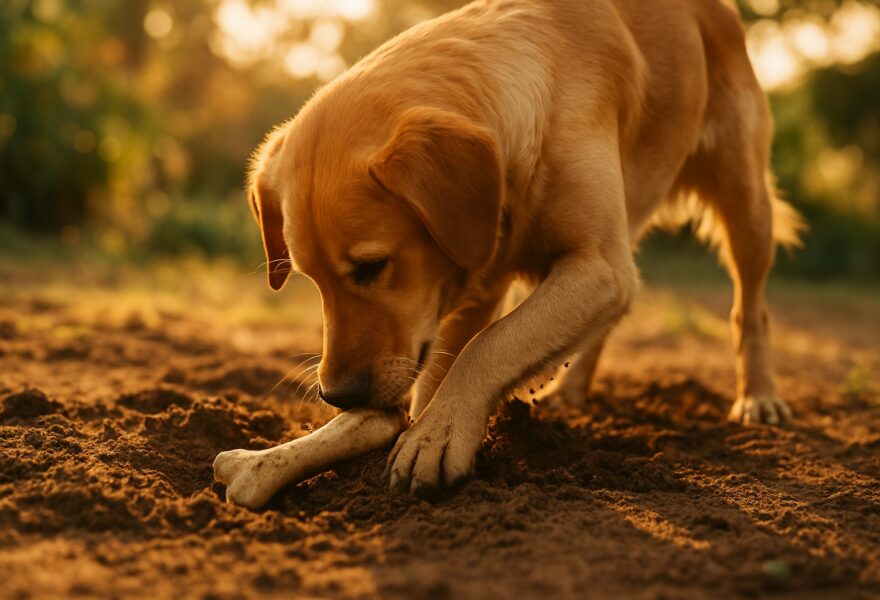 Por qué los perros entierran sus juguetes y huesos