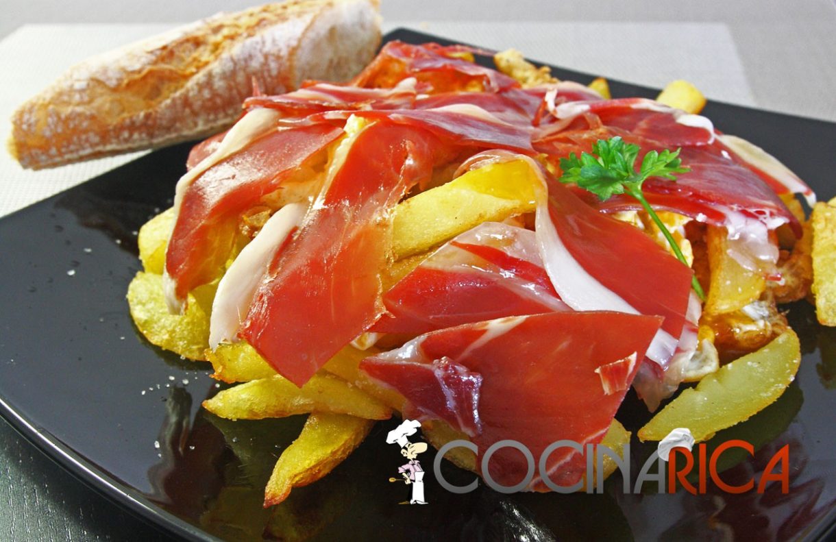 Huevos estrellados con jamón