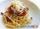 Espaguettis napolitana con toque ibérico