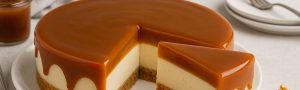 Receta: Tarta de chocolate blanco con queso crema y glaseado brillante de dulce de leche en Thermomix