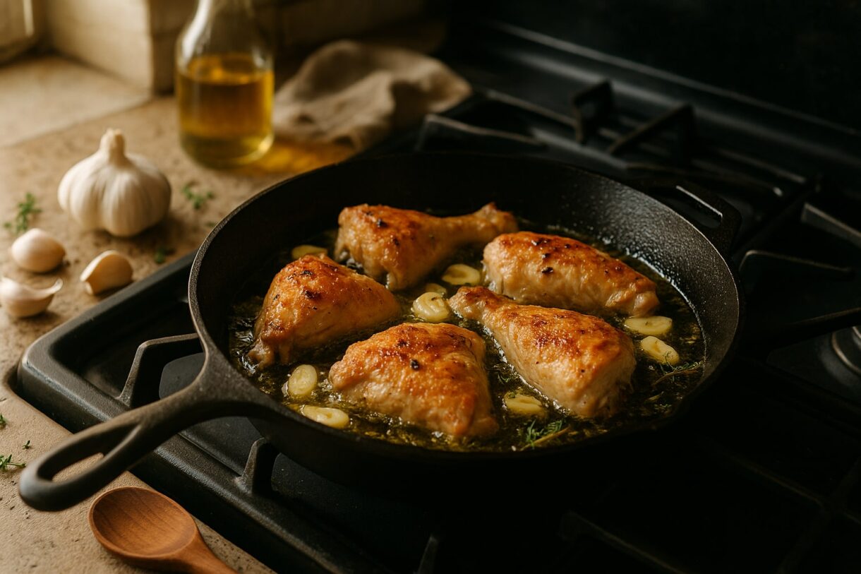 Pollo al ajillo: la receta de la abuela en sartén y en 30 minutos