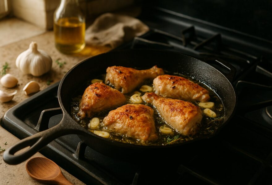 Pollo al ajillo: la receta de la abuela en sartén y en 30 minutos