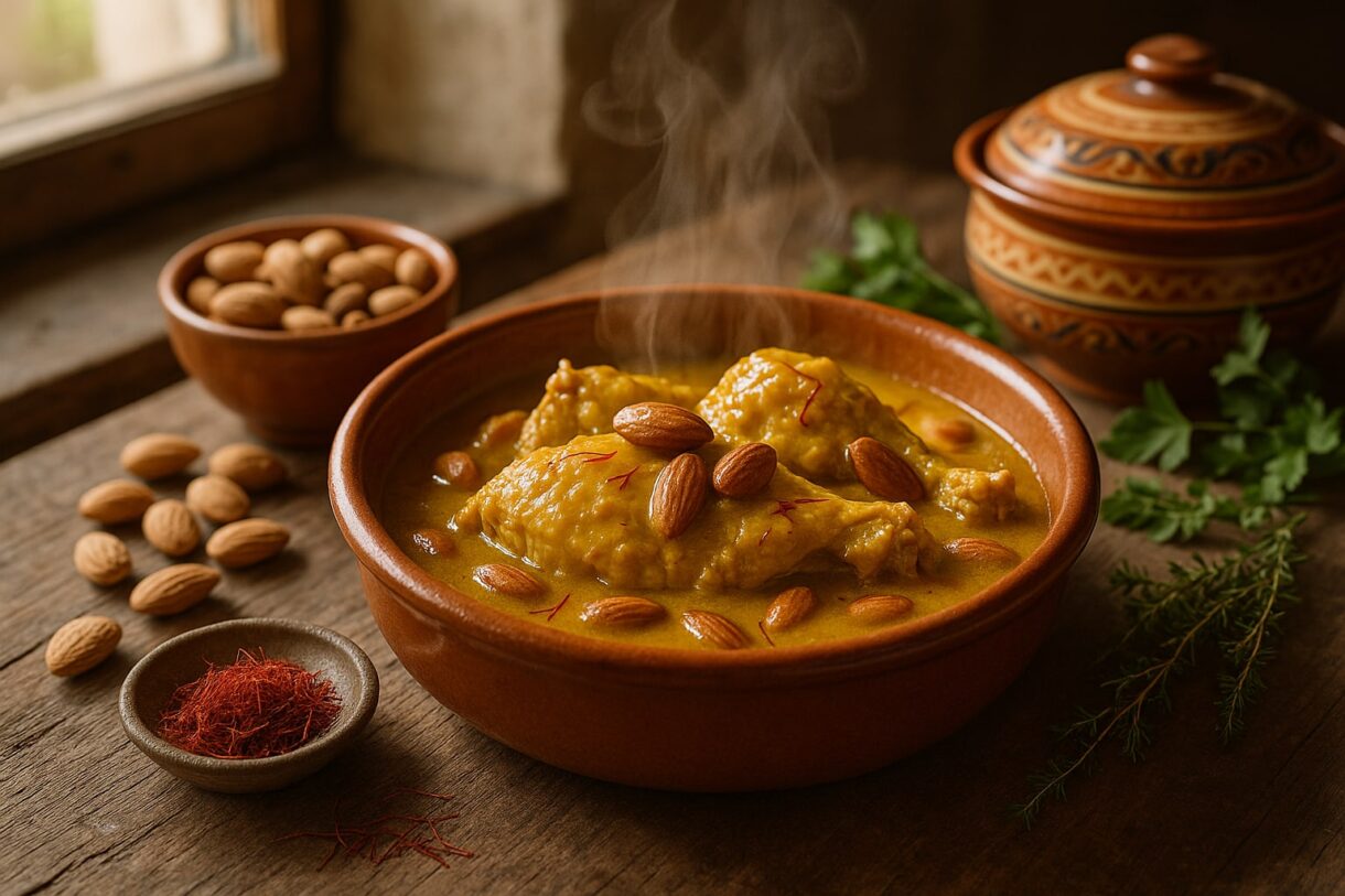Pollo en pepitoria: la receta antigua con almendras y azafrán