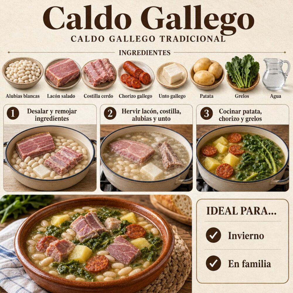 Galicischer Kohlbrühen-Eintopf mit Grelos und Unto: das traditionelle Winterrezept