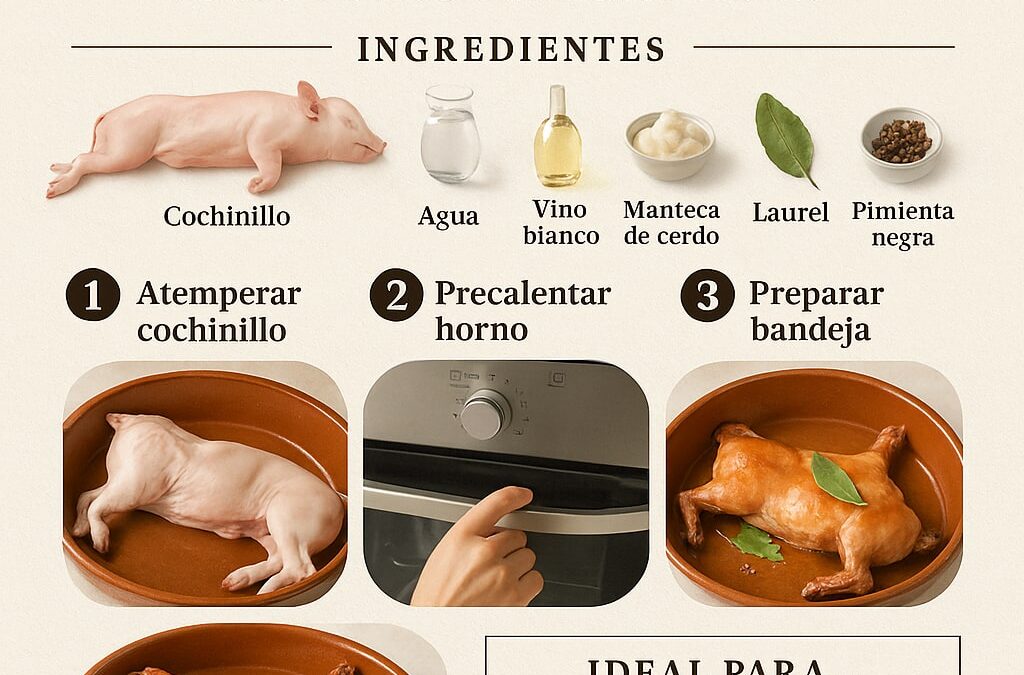 Cochinillo asado en horno de casa: temperaturas, tiempos y piel crujiente