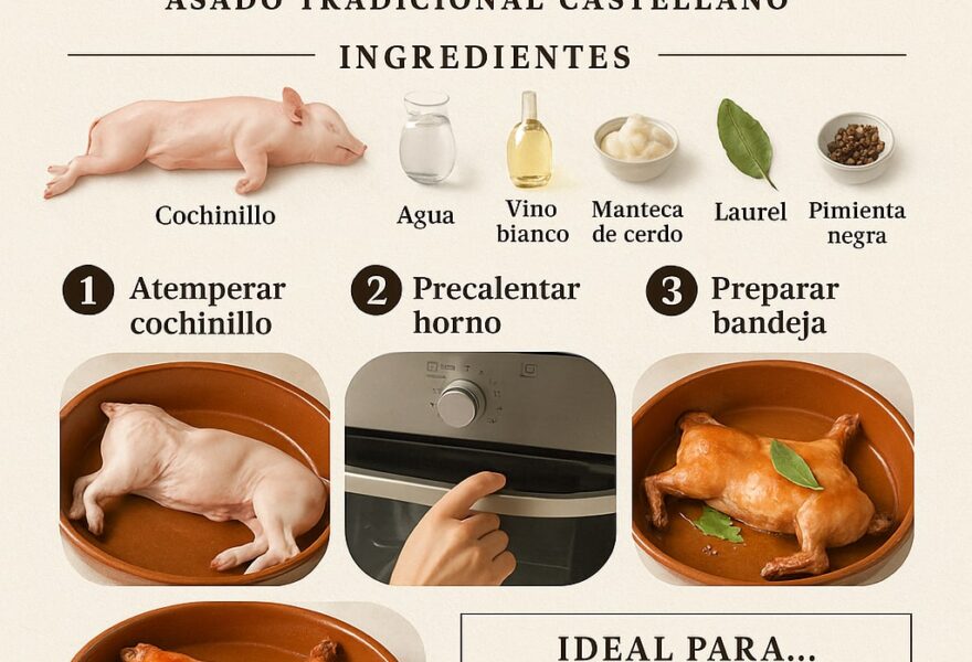 Cochinillo asado en horno de casa: temperaturas, tiempos y piel crujiente