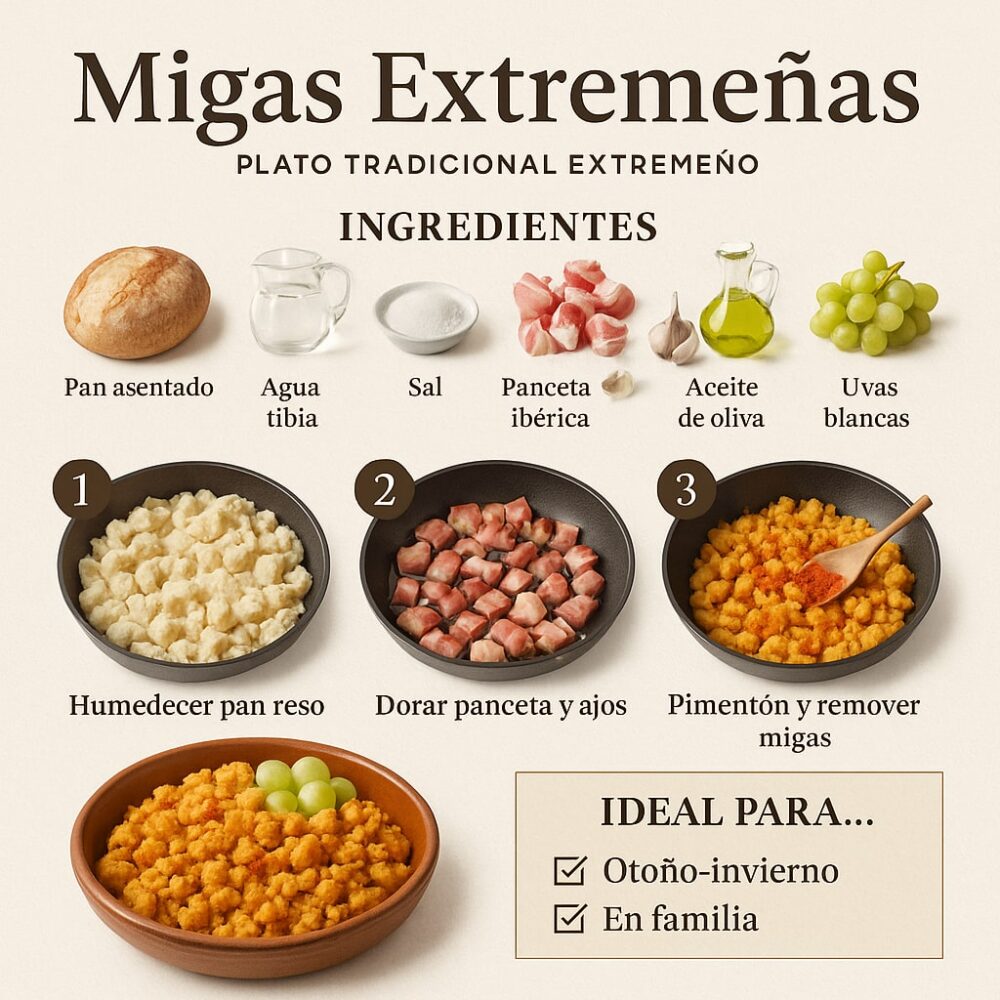 Migas extremeñas con panceta y uvas: la receta de pastor