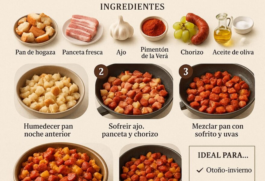 Migas extremeñas con panceta y uvas: la receta de pastor bien hecha