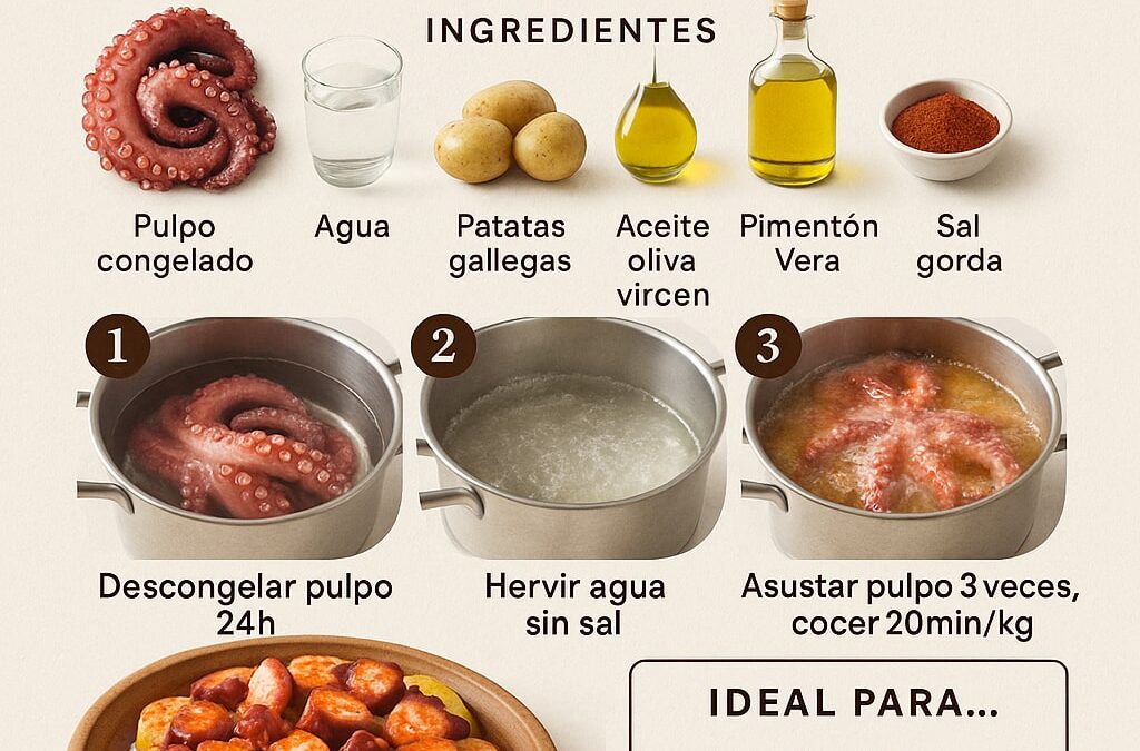 Pulpo a la gallega en casa: cómo asustarlo y el punto de cocción justo