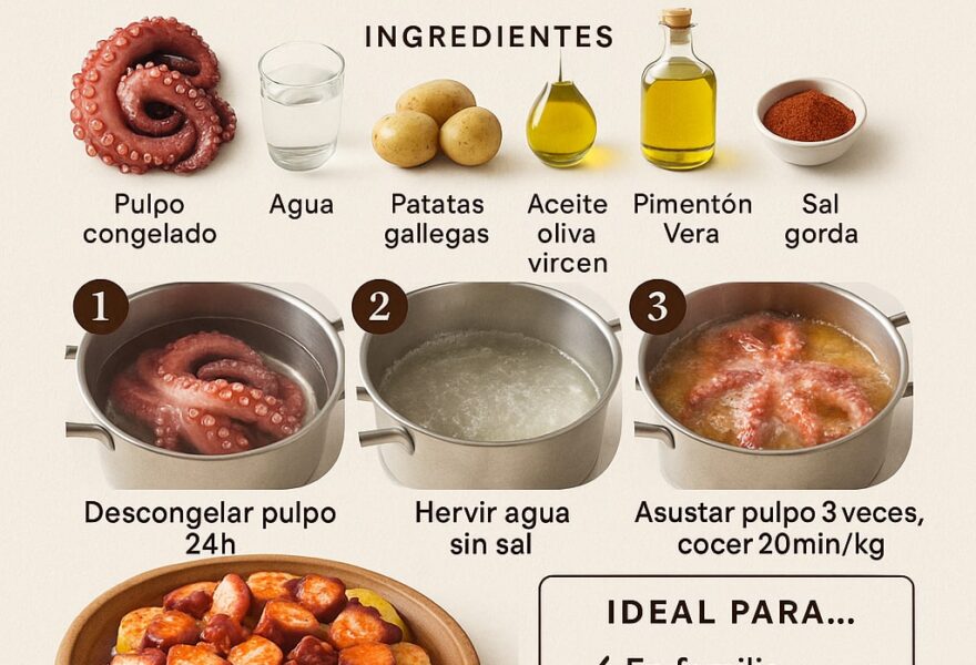 Pulpo a la gallega en casa: cómo asustarlo y el punto de cocción justo