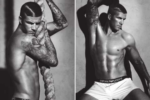 David Beckham repeinado y en calzoncillos para Armani