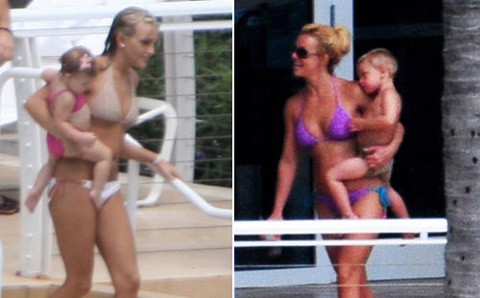 Britney y Jamie Lynn Spears disfrutan de unas vacaciones con sus hijos