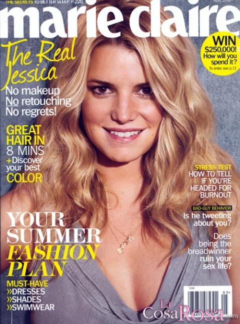 Jessica Simpson, sin maquillaje y sin photoshop en la portada de Marie Claire