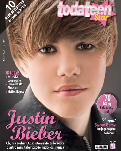 Justin Bieber, maquillado en la revista Todateen