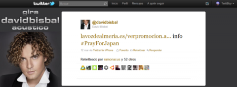 David Bisbal la vuelve a liar en Twitter con Japón, el tsunami  y su promoción