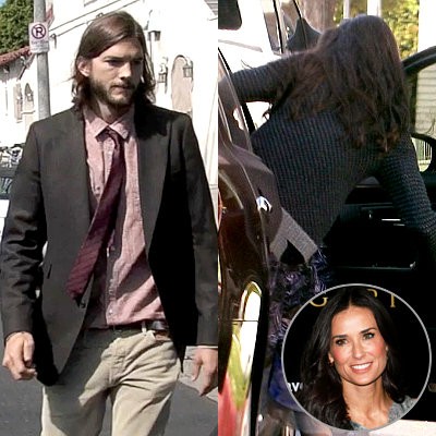 Ashton Kutcher y Demi Moore salen juntos de un centro de Cábala