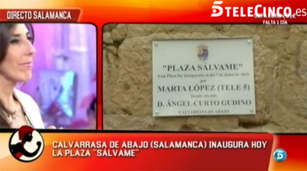 Marta López inaugura la plaza Sálvame en un pueblo de Salamanca