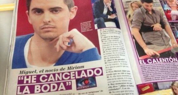 Miguel cancela su boda con Miriam de Gran Hermano catorce