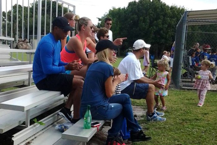 EXCLUSIVE: Tiger Woods and Lindsey Vonn and ex wife Elin Nordegren watching Tee ball game