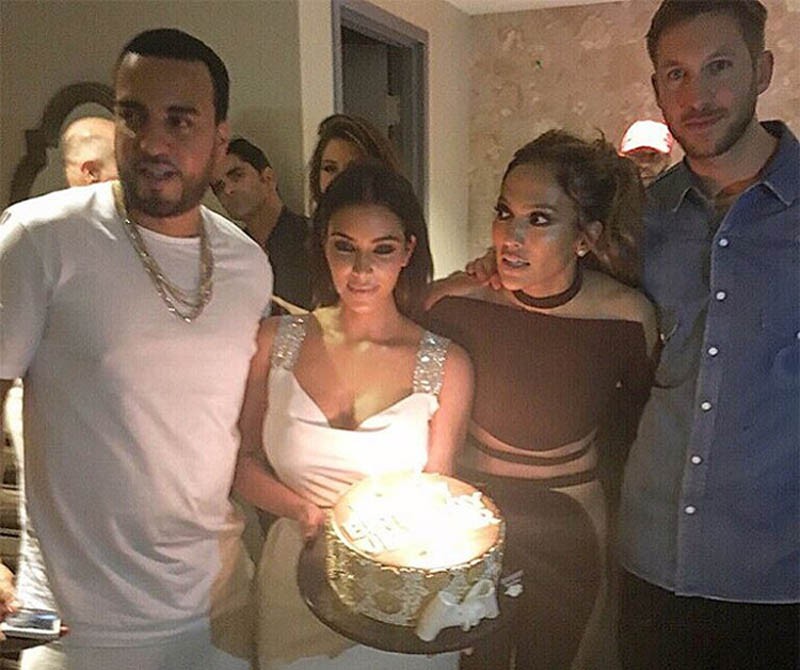 Calvin Harris junto a Kim Kardashian en la fiesta del 47 cumpleaños de Jennifer Lopez